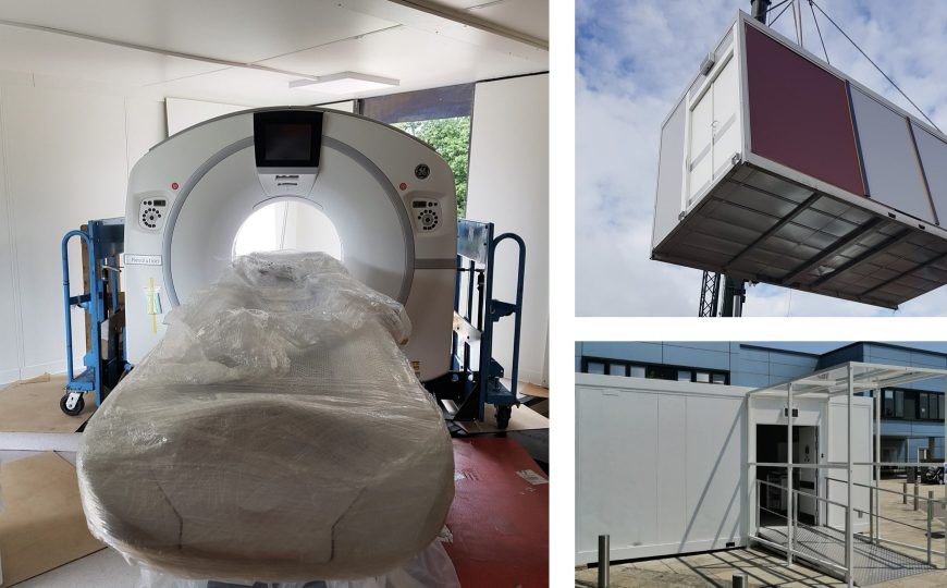 5227TClarke delivers 18th GE Healthcare Pop up modular CT scanner and 50% more control panel orders to support NHS